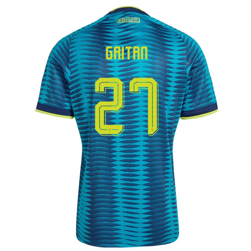 Danxen Mujer Camiseta Colombia Natalia Gaitán #27 Azul Amarillo Marino 2ª Equipación 26-28 La Camisa