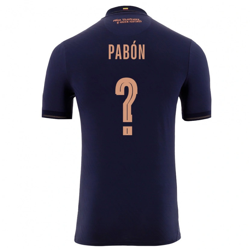 Danxen Mujer Camiseta Ecuador Derick Pabón #0 Marino Oro 2ª Equipación 26-28 La Camisa