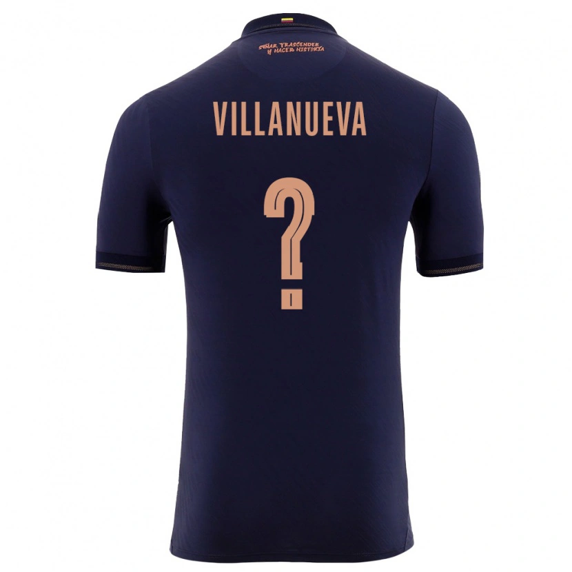 Danxen Mujer Camiseta Ecuador Mateo Villanueva #0 Marino Oro 2ª Equipación 26-28 La Camisa