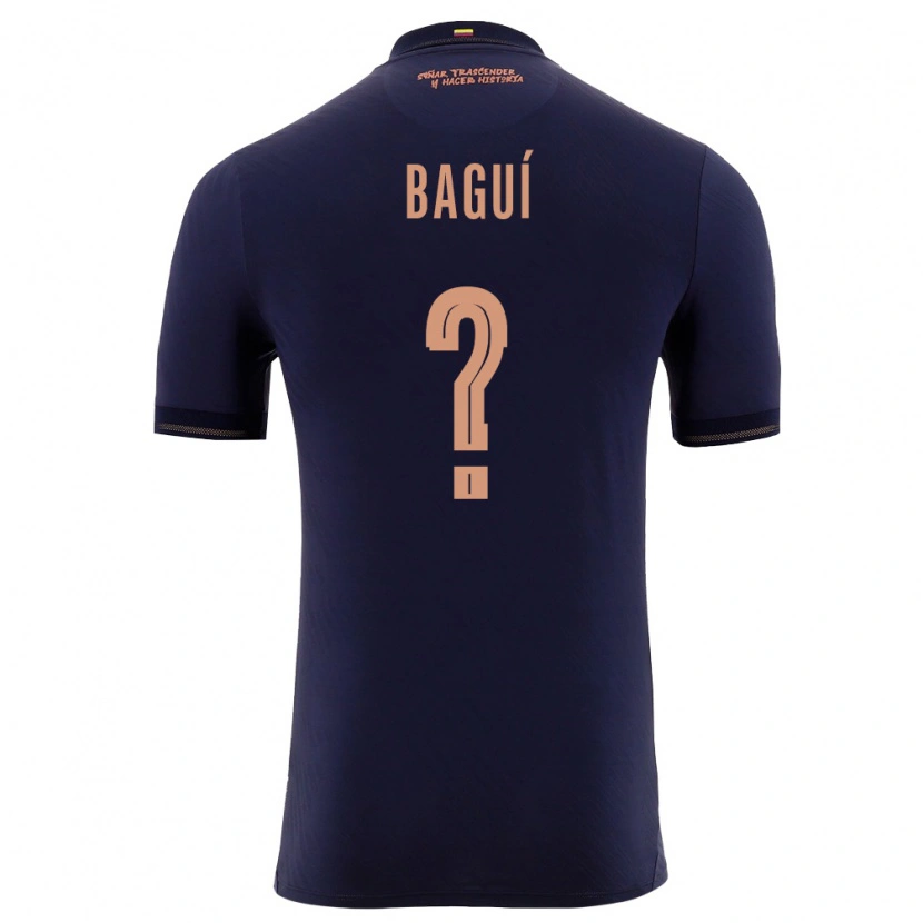 Danxen Mujer Camiseta Ecuador Diogo Bagüí #0 Marino Oro 2ª Equipación 26-28 La Camisa