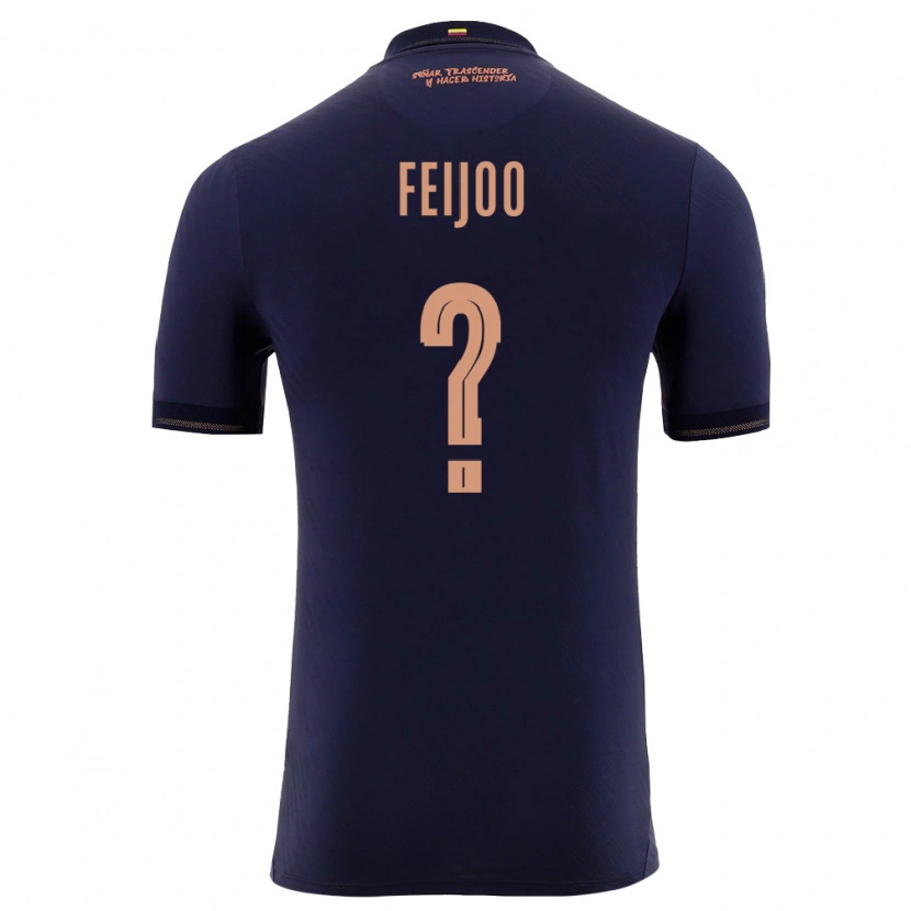 Danxen Mujer Camiseta Ecuador Jostin Feijoo #0 Marino Oro 2ª Equipación 26-28 La Camisa