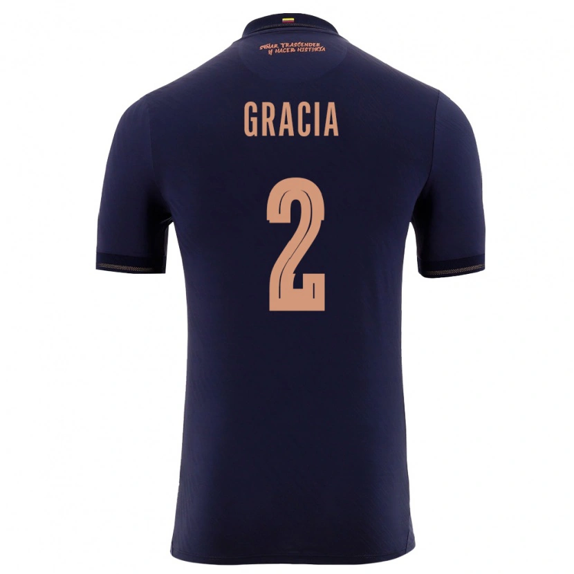 Danxen Mujer Camiseta Ecuador Ericka Gracia #2 Marino Oro 2ª Equipación 26-28 La Camisa