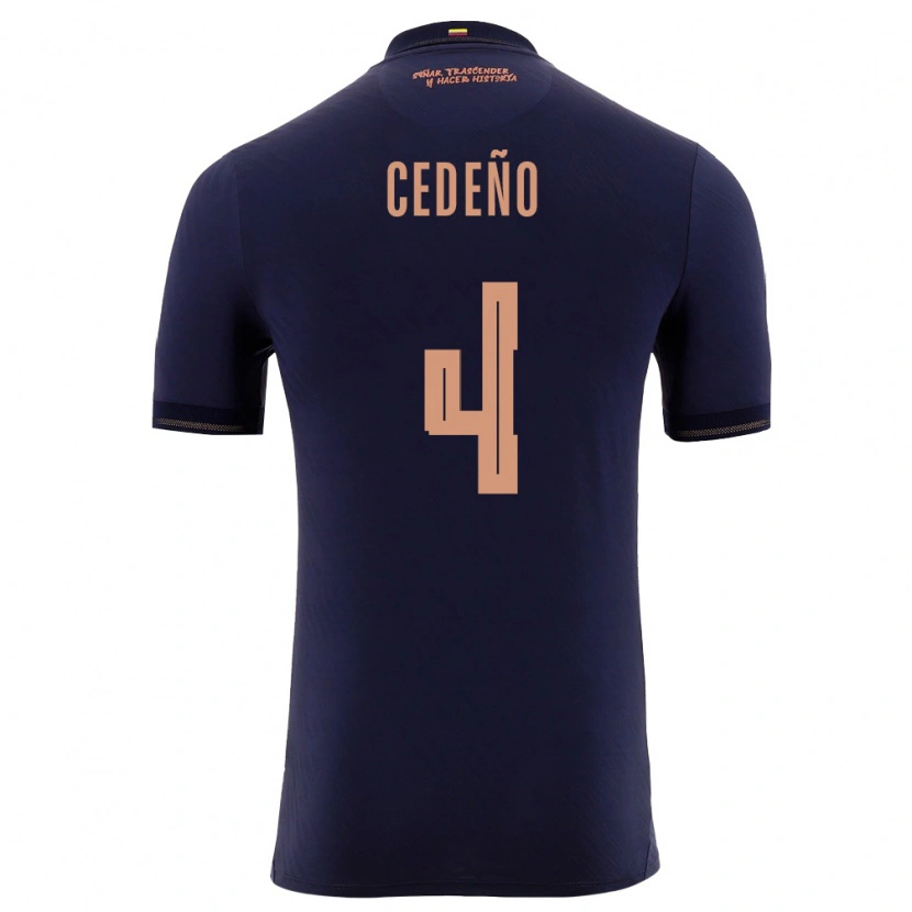 Danxen Mujer Camiseta Ecuador Stefany Cedeno #4 Marino Oro 2ª Equipación 26-28 La Camisa