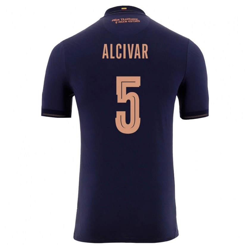 Danxen Mujer Camiseta Ecuador Jordy Alcívar #5 Marino Oro 2ª Equipación 26-28 La Camisa