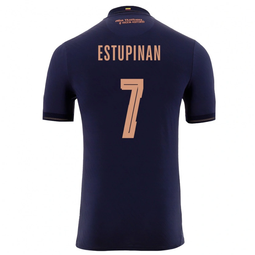 Danxen Mujer Camiseta Ecuador Pervis Estupiñán #7 Marino Oro 2ª Equipación 26-28 La Camisa