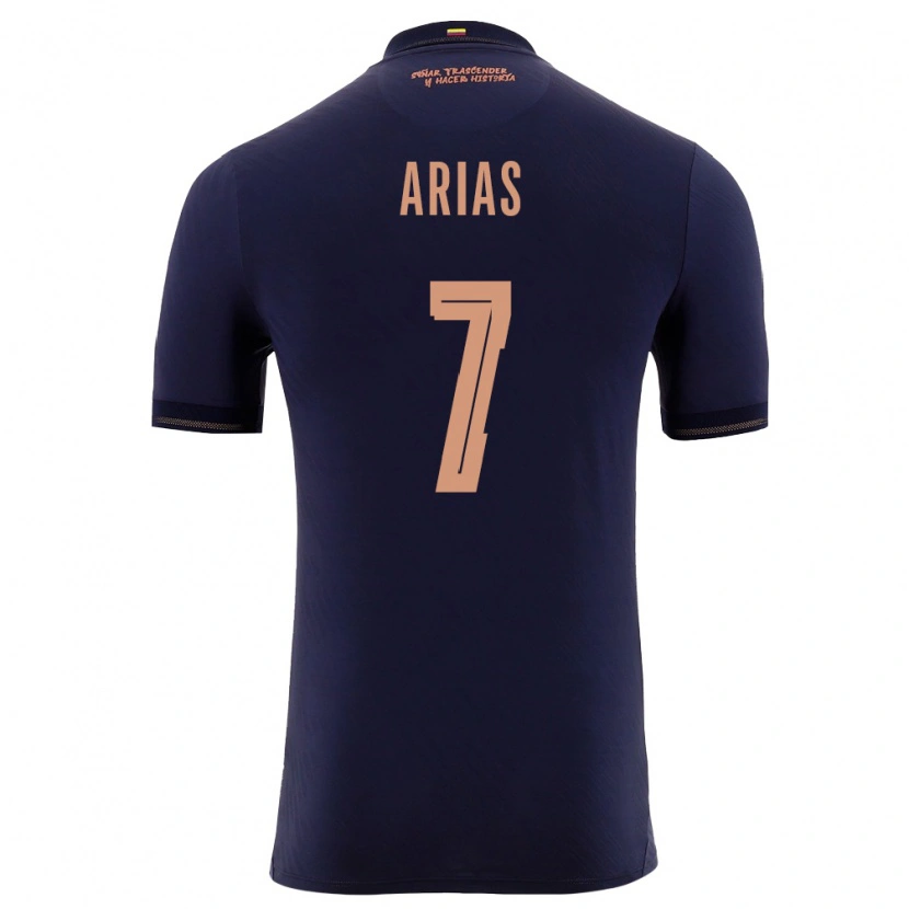 Danxen Mujer Camiseta Ecuador Emily Arias #7 Marino Oro 2ª Equipación 26-28 La Camisa