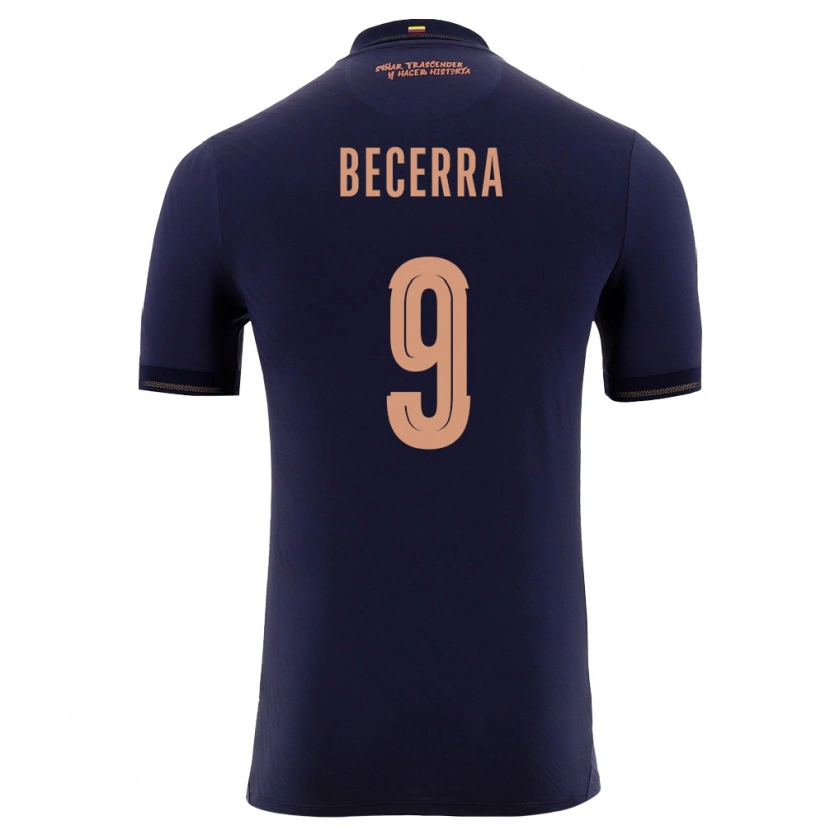 Danxen Mujer Camiseta Ecuador Jeesua Becerra #9 Marino Oro 2ª Equipación 26-28 La Camisa