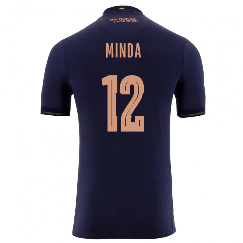 Danxen Mujer Camiseta Ecuador Ethan Minda #12 Marino Oro 2ª Equipación 26-28 La Camisa
