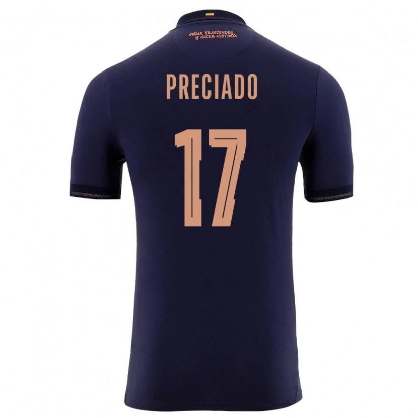 Danxen Mujer Camiseta Ecuador Angelo Preciado #17 Marino Oro 2ª Equipación 26-28 La Camisa