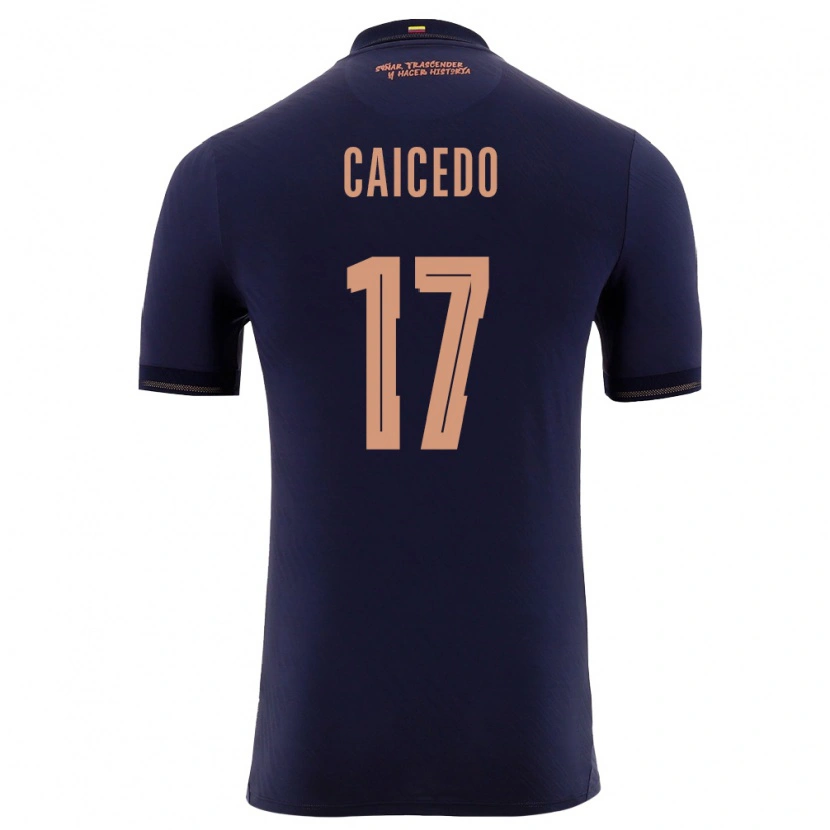 Danxen Mujer Camiseta Ecuador Yorkaeff Caicedo #17 Marino Oro 2ª Equipación 26-28 La Camisa
