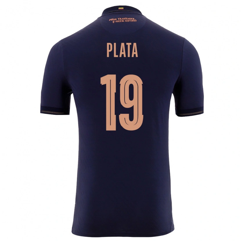Danxen Mujer Camiseta Ecuador Gonzalo Plata #19 Marino Oro 2ª Equipación 26-28 La Camisa