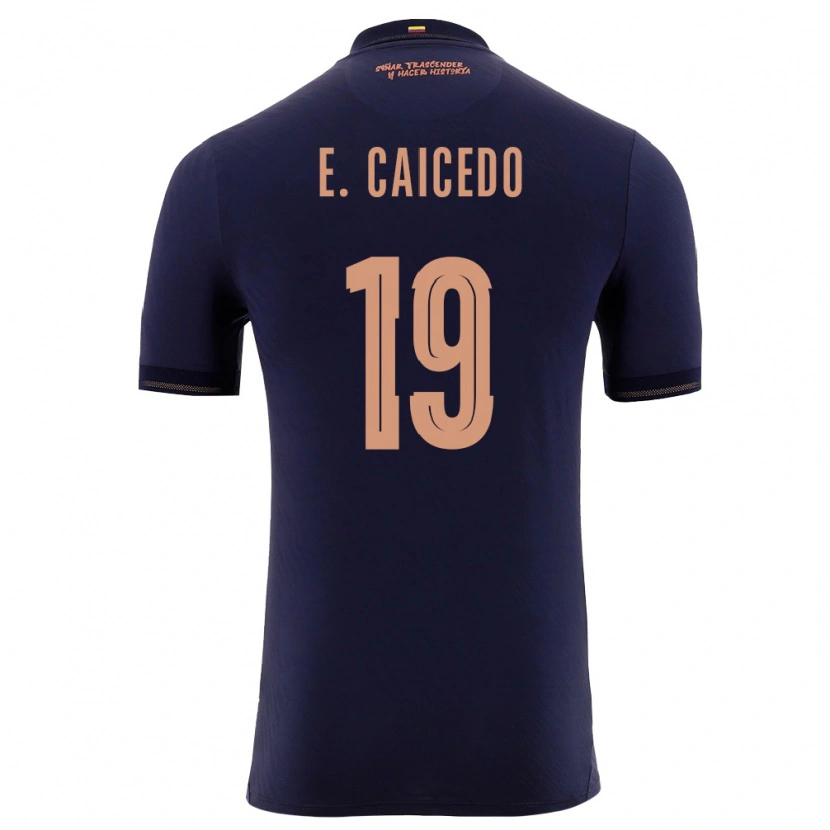Danxen Mujer Camiseta Ecuador Elian Caicedo #19 Marino Oro 2ª Equipación 26-28 La Camisa
