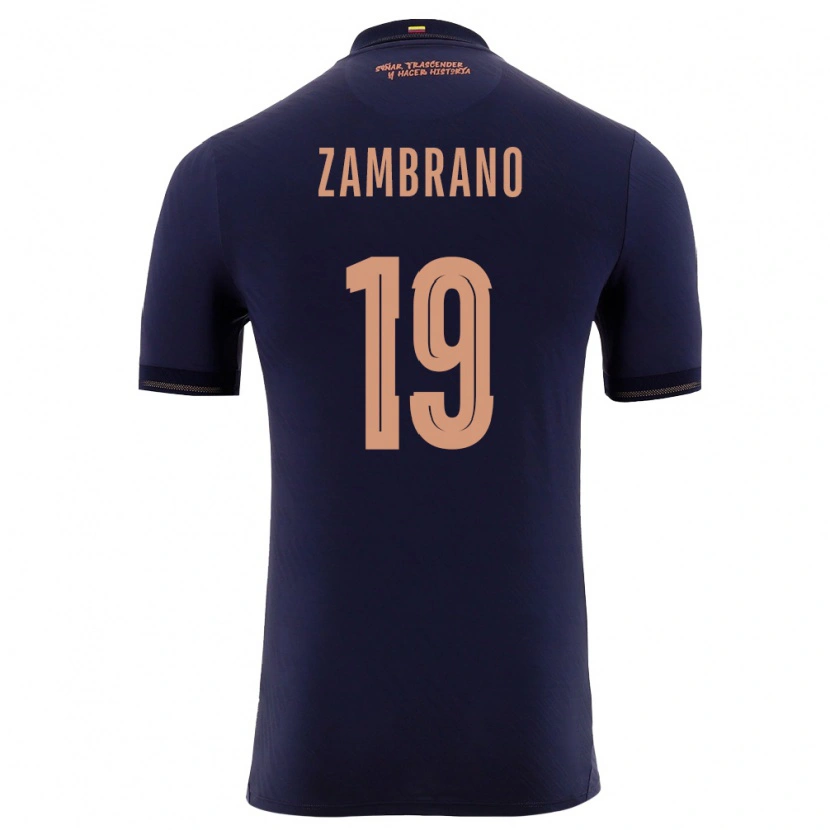 Danxen Mujer Camiseta Ecuador Cristhoper Zambrano #19 Marino Oro 2ª Equipación 26-28 La Camisa
