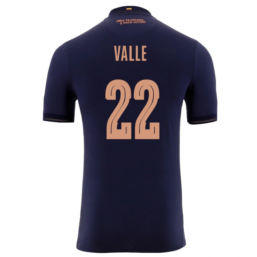 Danxen Mujer Camiseta Ecuador Gonzalo Valle #22 Marino Oro 2ª Equipación 26-28 La Camisa