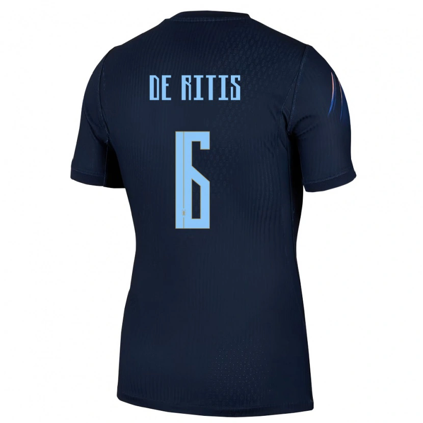 Danxen Mujer Camiseta Uruguay Mathias De Ritis #6 Negro Azul 2ª Equipación 26-28 La Camisa