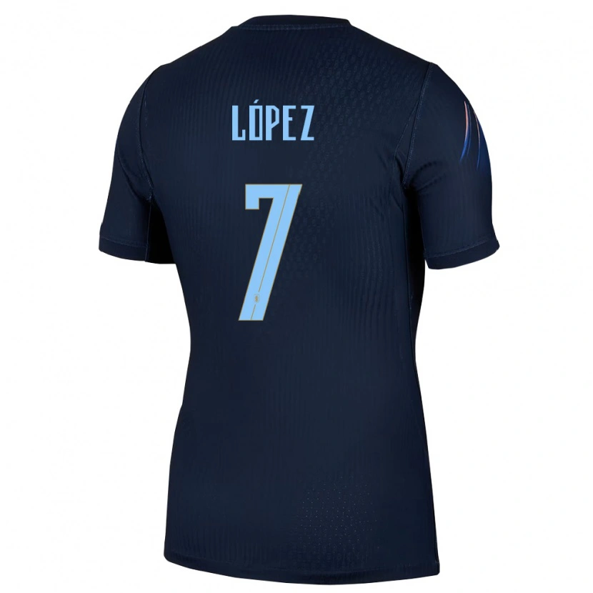 Danxen Mujer Camiseta Uruguay Nahuel López #7 Negro Azul 2ª Equipación 26-28 La Camisa
