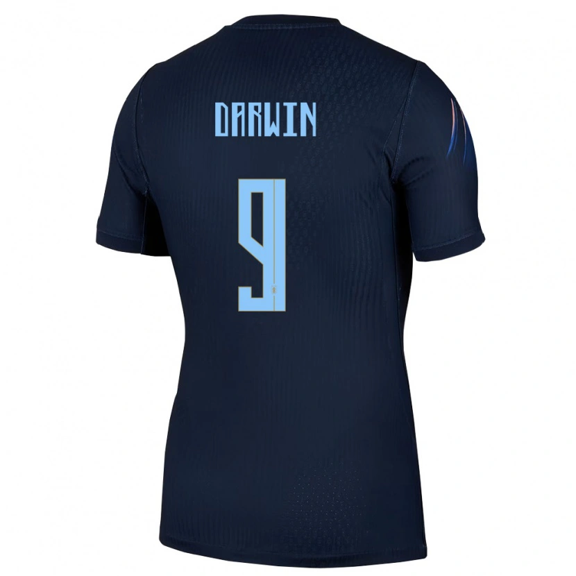 Danxen Mujer Camiseta Uruguay Darwin Núñez #9 Negro Azul 2ª Equipación 26-28 La Camisa