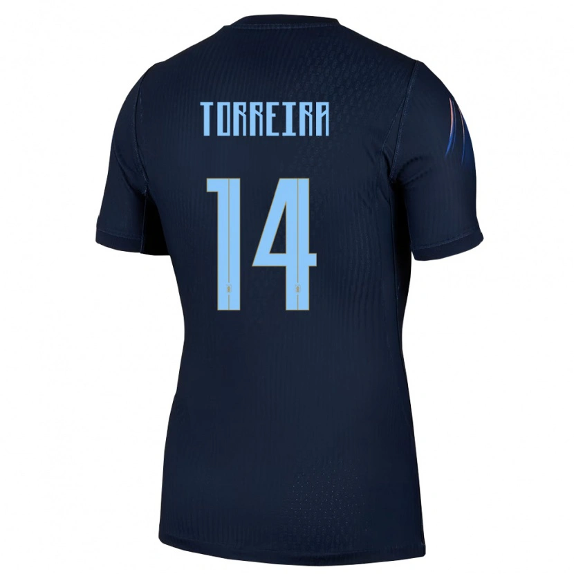 Danxen Mujer Camiseta Uruguay Lucas Torreira #14 Negro Azul 2ª Equipación 26-28 La Camisa