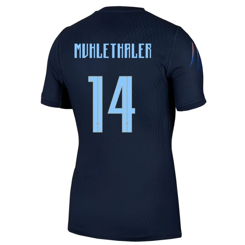 Danxen Mujer Camiseta Uruguay Stiven Muhlethaler #14 Negro Azul 2ª Equipación 26-28 La Camisa