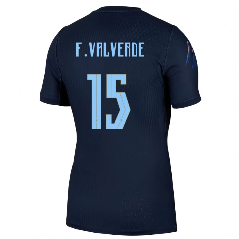 Danxen Mujer Camiseta Uruguay Federico Valverde #15 Negro Azul 2ª Equipación 26-28 La Camisa