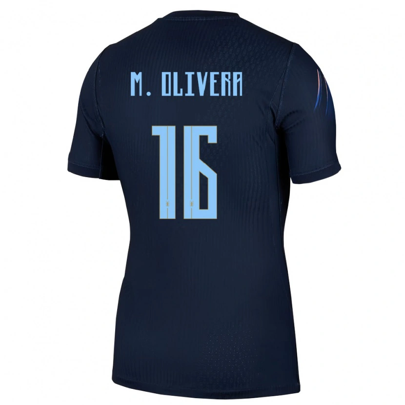 Danxen Mujer Camiseta Uruguay Mathías Olivera #16 Negro Azul 2ª Equipación 26-28 La Camisa