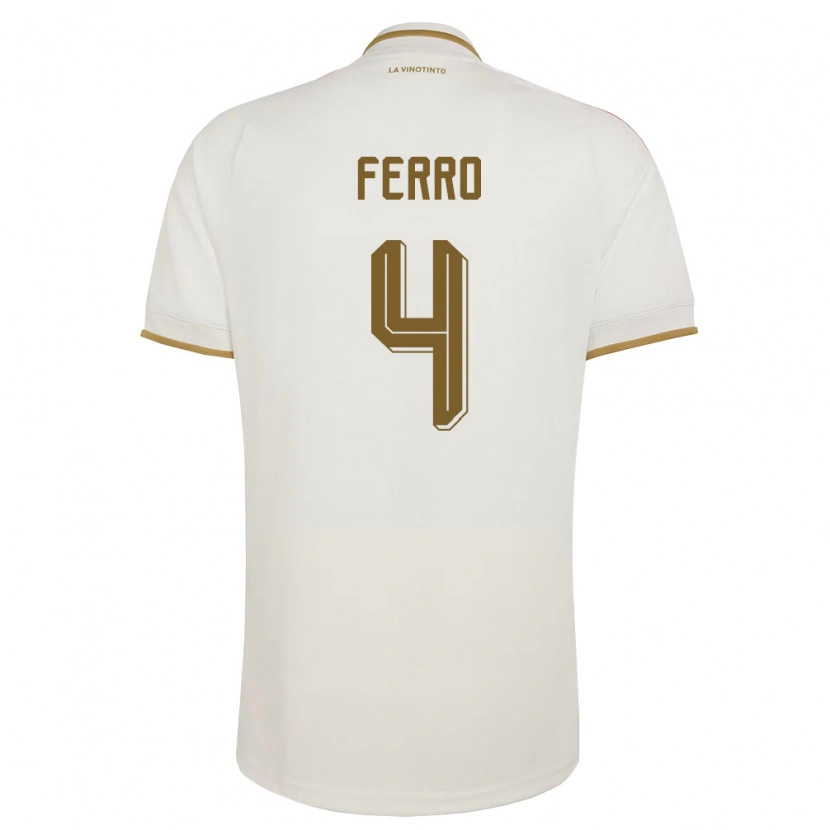 Danxen Mujer Camiseta Venezuela Andrés Ferro #4 Marfil Amarillo 2ª Equipación 26-28 La Camisa