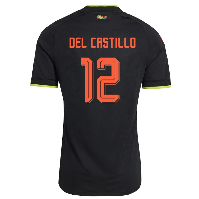 Danxen Mujer Camiseta Perú Jesús Del Castillo #12 Negro Amarillo Rosa 2ª Equipación 26-28 La Camisa