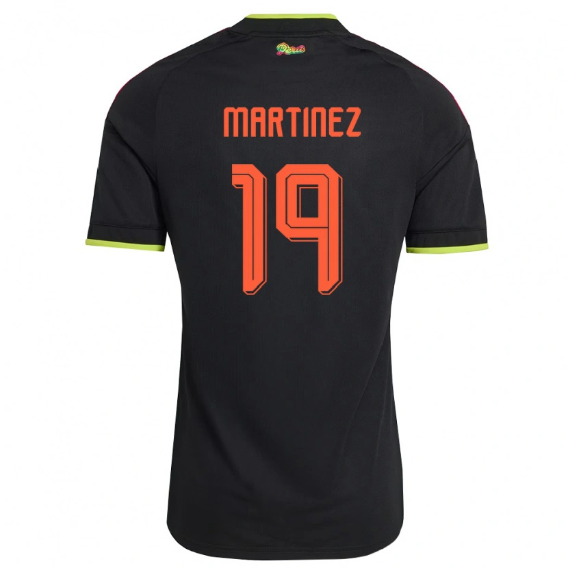 Danxen Mujer Camiseta Perú Juan Martínez #19 Negro Amarillo Rosa 2ª Equipación 26-28 La Camisa