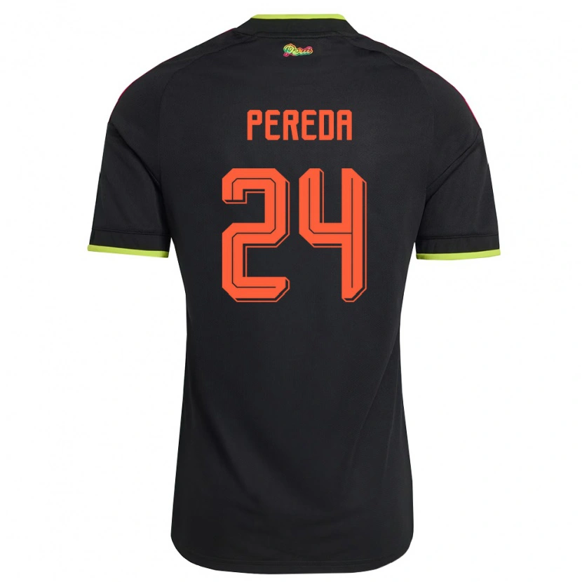 Danxen Mujer Camiseta Perú Samuel Pereda #24 Negro Amarillo Rosa 2ª Equipación 26-28 La Camisa