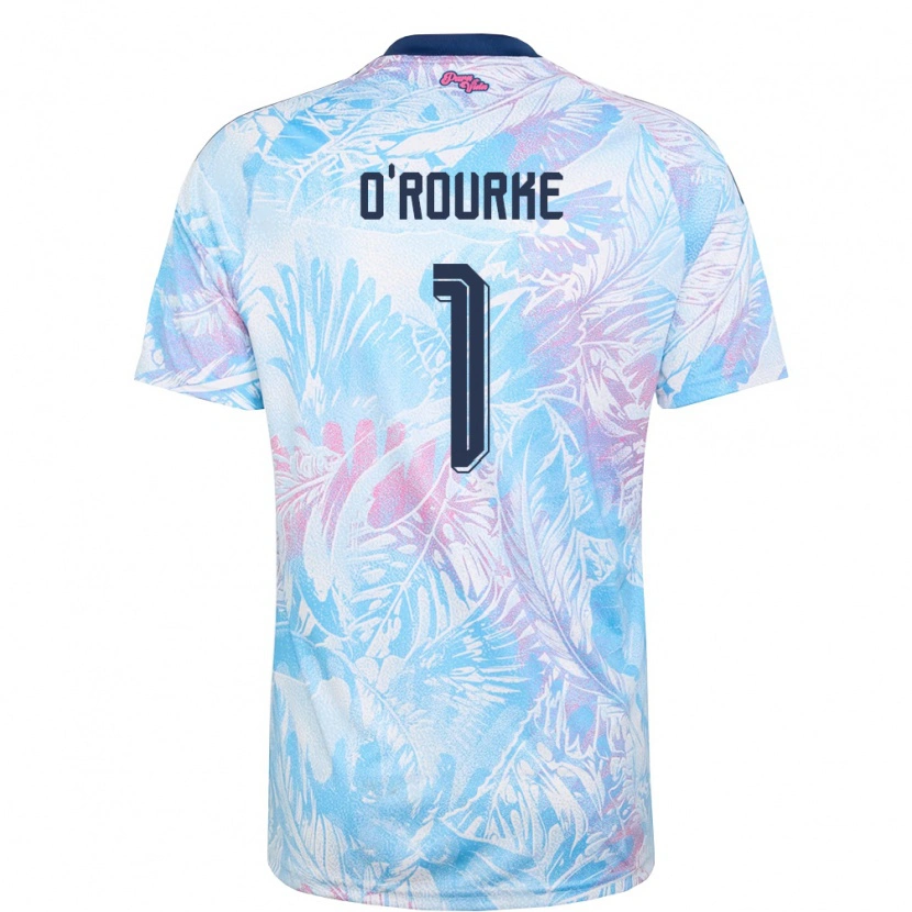 Danxen Mujer Camiseta Costa Rica Ian O'rourke #1 Azul Cielo Marino Rosa 2ª Equipación 26-28 La Camisa