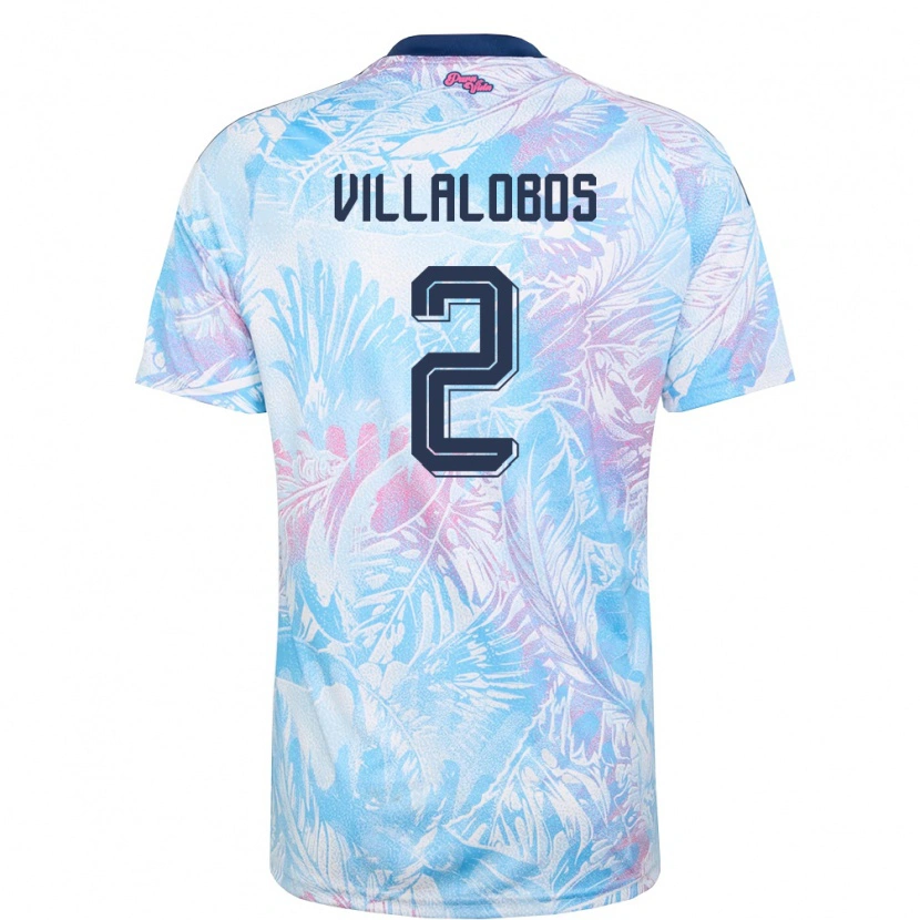Danxen Mujer Camiseta Costa Rica Guillermo Villalobos #2 Azul Cielo Marino Rosa 2ª Equipación 26-28 La Camisa