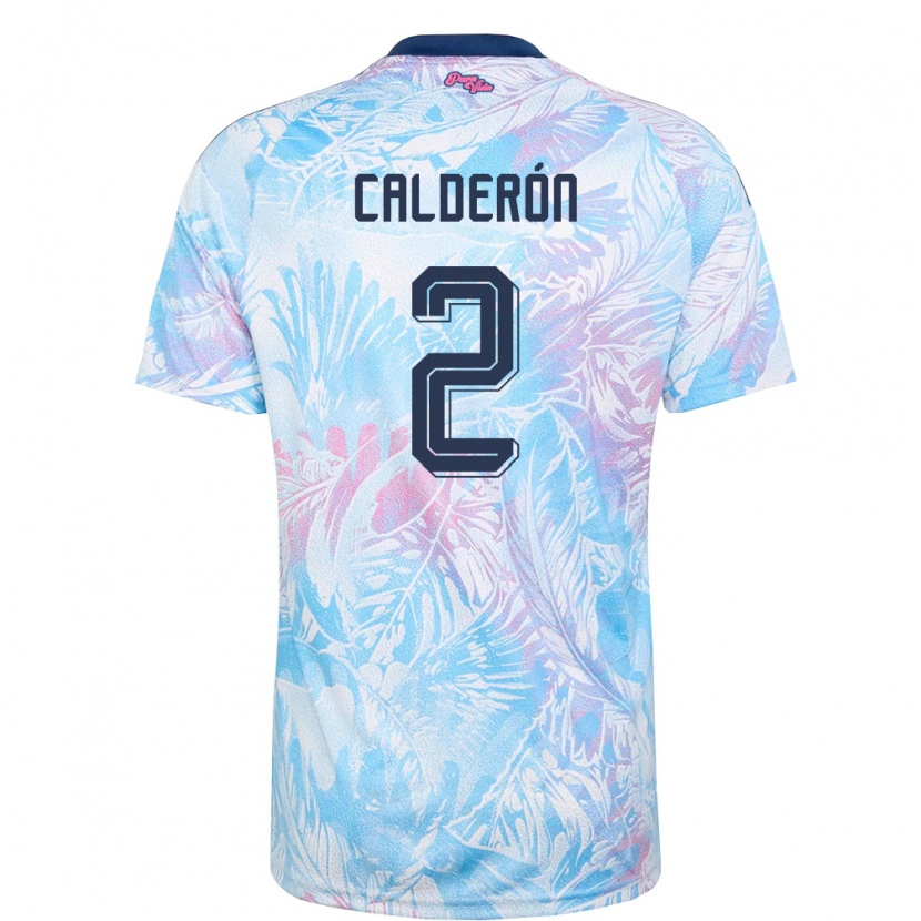 Danxen Mujer Camiseta Costa Rica Brayan Calderón #2 Azul Cielo Marino Rosa 2ª Equipación 26-28 La Camisa