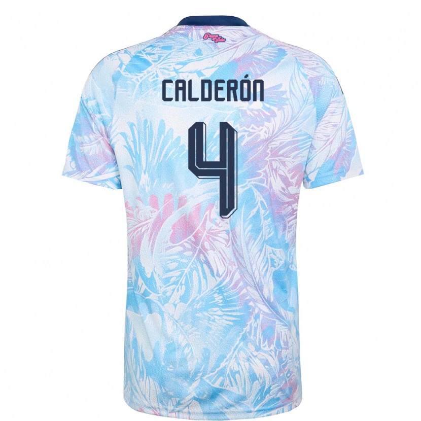 Danxen Mujer Camiseta Costa Rica Brandon Calderon #4 Azul Cielo Marino Rosa 2ª Equipación 26-28 La Camisa