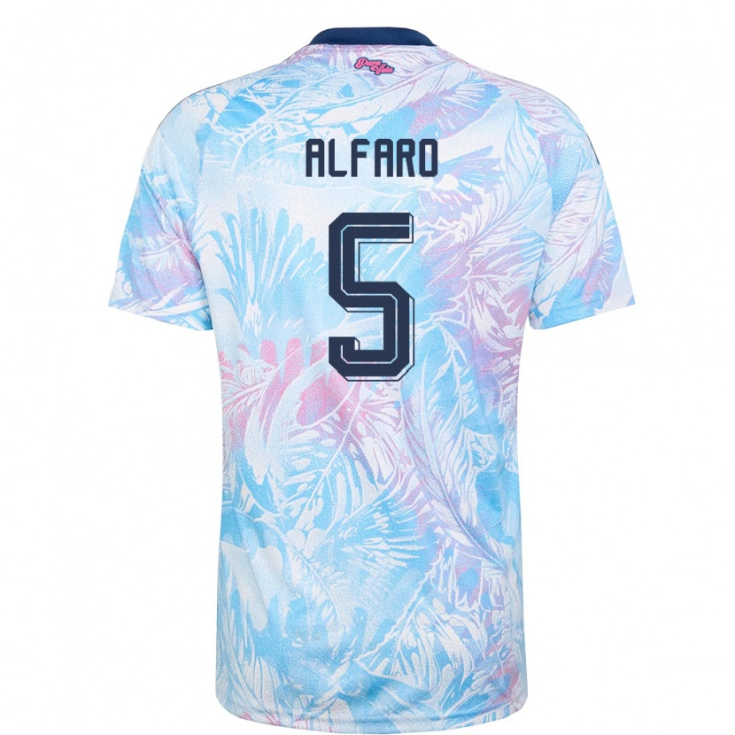 Danxen Mujer Camiseta Costa Rica Yordi Alfaro #5 Azul Cielo Marino Rosa 2ª Equipación 26-28 La Camisa