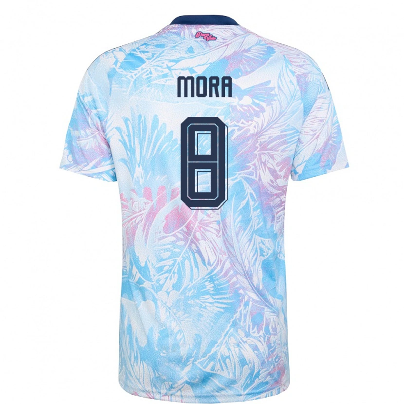 Danxen Mujer Camiseta Costa Rica Joseph Mora #8 Azul Cielo Marino Rosa 2ª Equipación 26-28 La Camisa