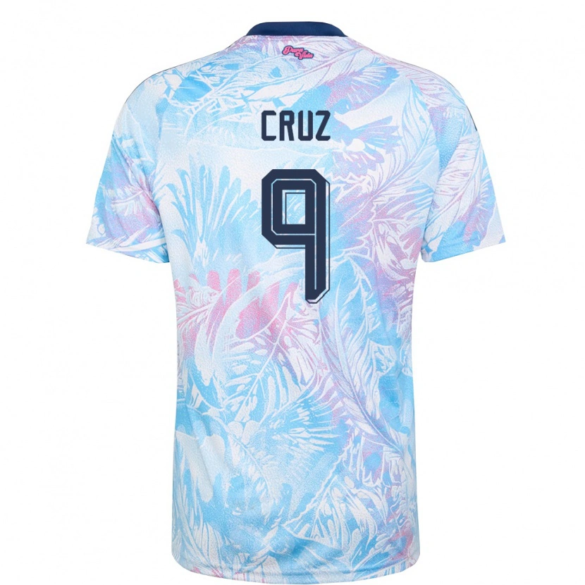 Danxen Mujer Camiseta Costa Rica Esteban Cruz #9 Azul Cielo Marino Rosa 2ª Equipación 26-28 La Camisa