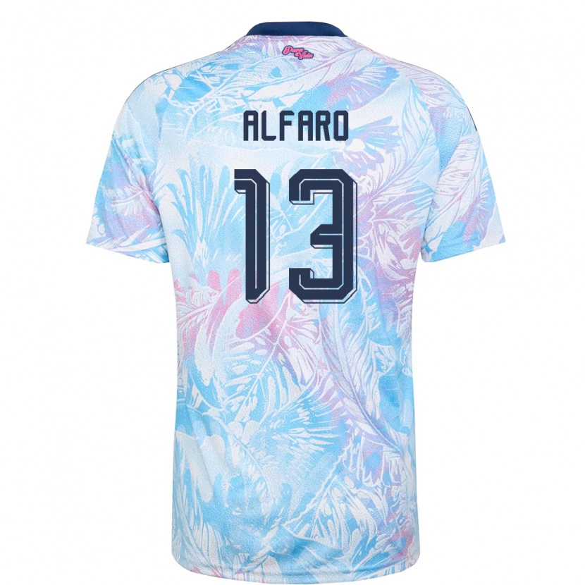 Danxen Mujer Camiseta Costa Rica Marshall Alfaro #13 Azul Cielo Marino Rosa 2ª Equipación 26-28 La Camisa