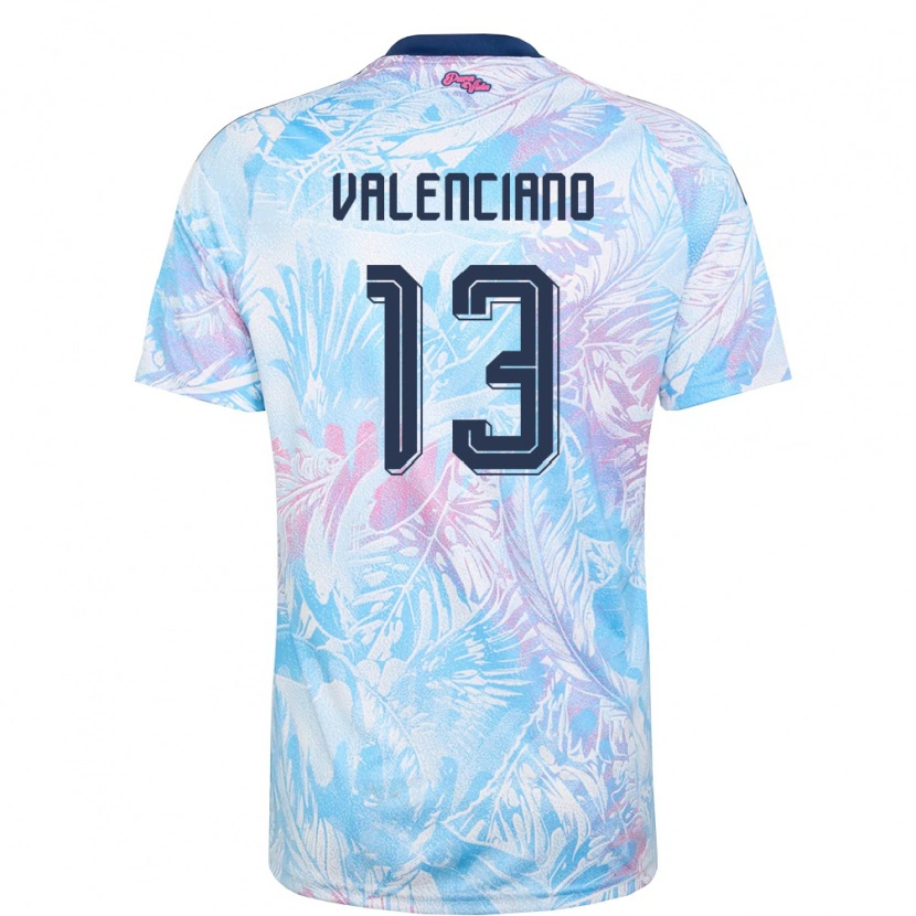 Danxen Mujer Camiseta Costa Rica Emilie Valenciano #13 Azul Cielo Marino Rosa 2ª Equipación 26-28 La Camisa