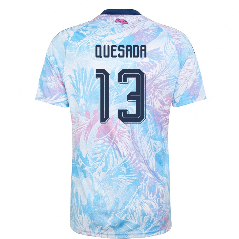 Danxen Mujer Camiseta Costa Rica Sebastián Quesada #13 Azul Cielo Marino Rosa 2ª Equipación 26-28 La Camisa