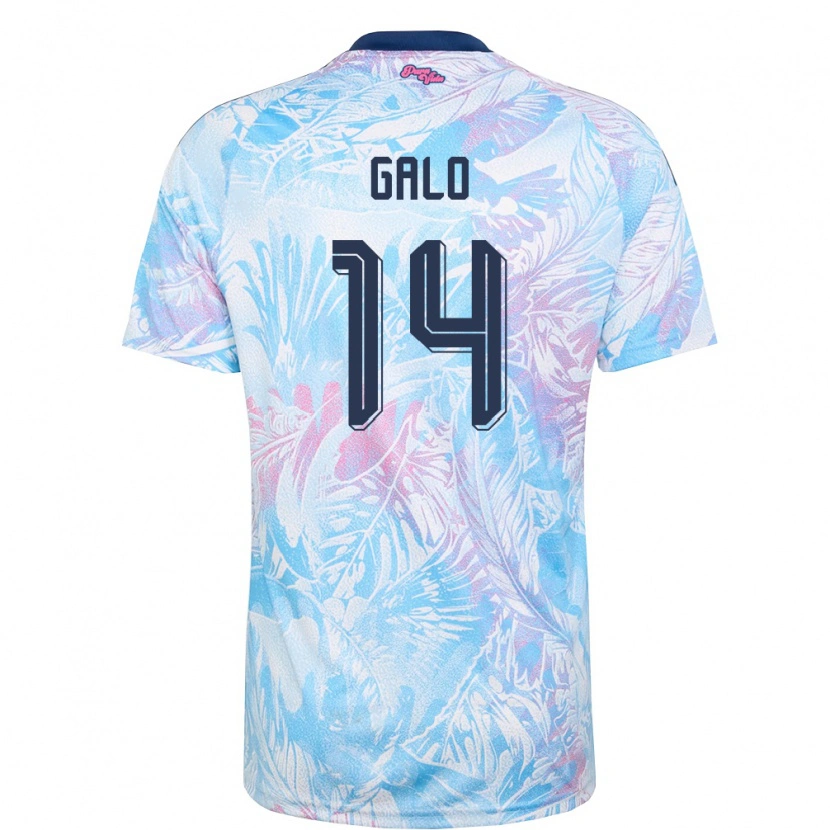 Danxen Mujer Camiseta Costa Rica Orlando Galo #14 Azul Cielo Marino Rosa 2ª Equipación 26-28 La Camisa