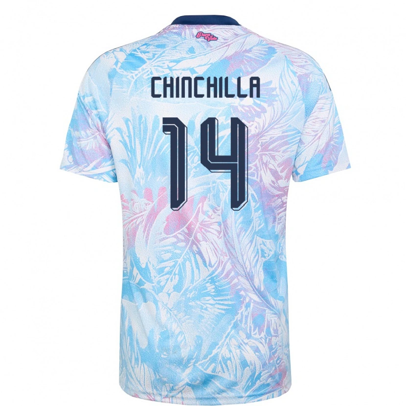 Danxen Mujer Camiseta Costa Rica Priscila Chinchilla #14 Azul Cielo Marino Rosa 2ª Equipación 26-28 La Camisa