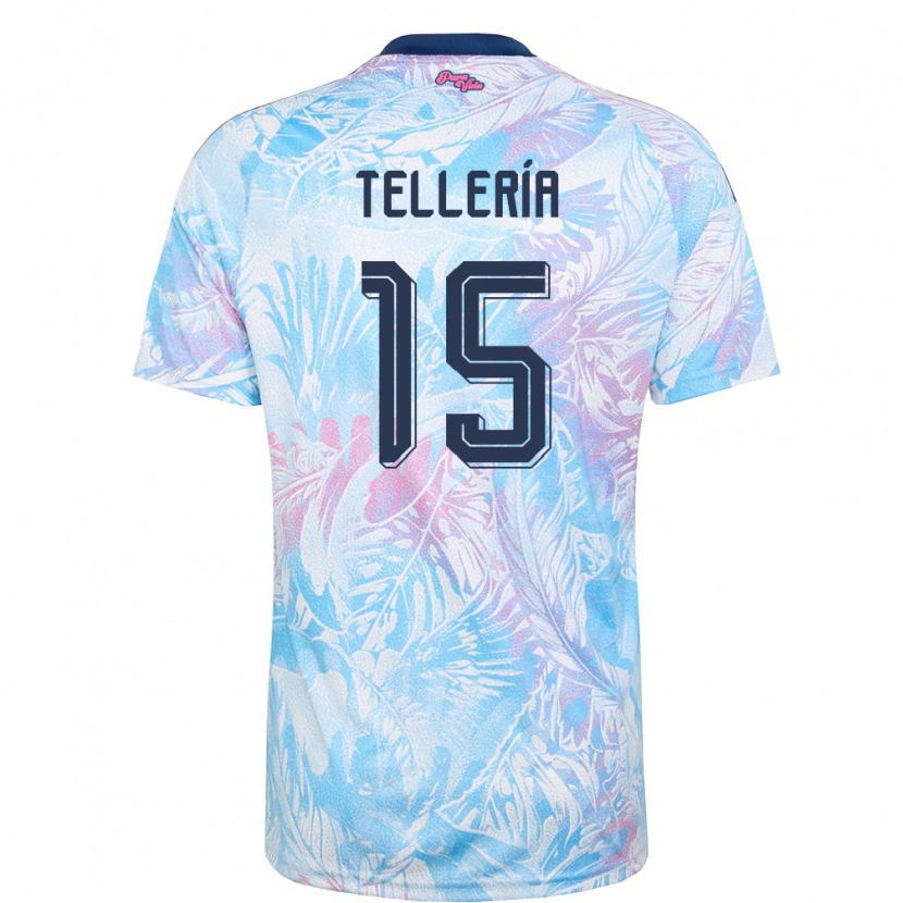 Danxen Mujer Camiseta Costa Rica Jostin Telleria #15 Azul Cielo Marino Rosa 2ª Equipación 26-28 La Camisa