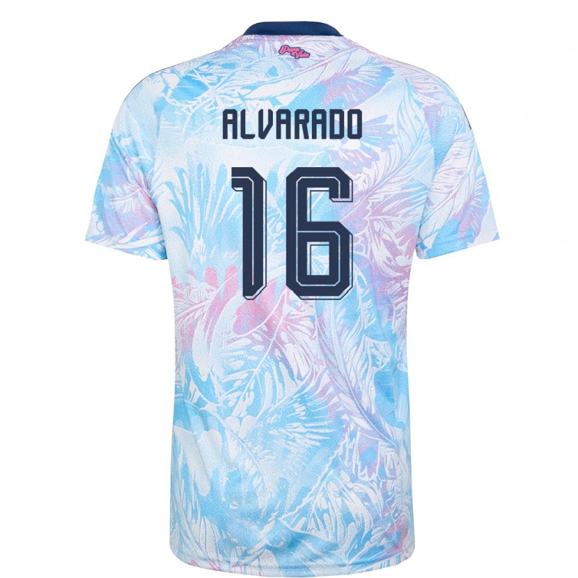 Danxen Mujer Camiseta Costa Rica Katherine Alvarado #16 Azul Cielo Marino Rosa 2ª Equipación 26-28 La Camisa