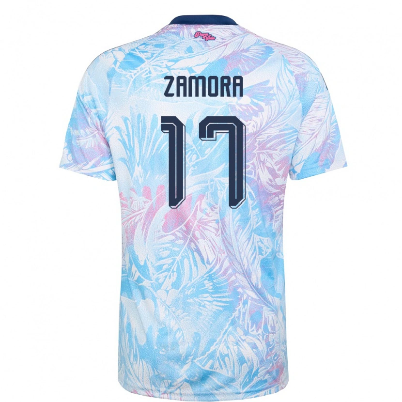 Danxen Mujer Camiseta Costa Rica Mariano Zamora #17 Azul Cielo Marino Rosa 2ª Equipación 26-28 La Camisa