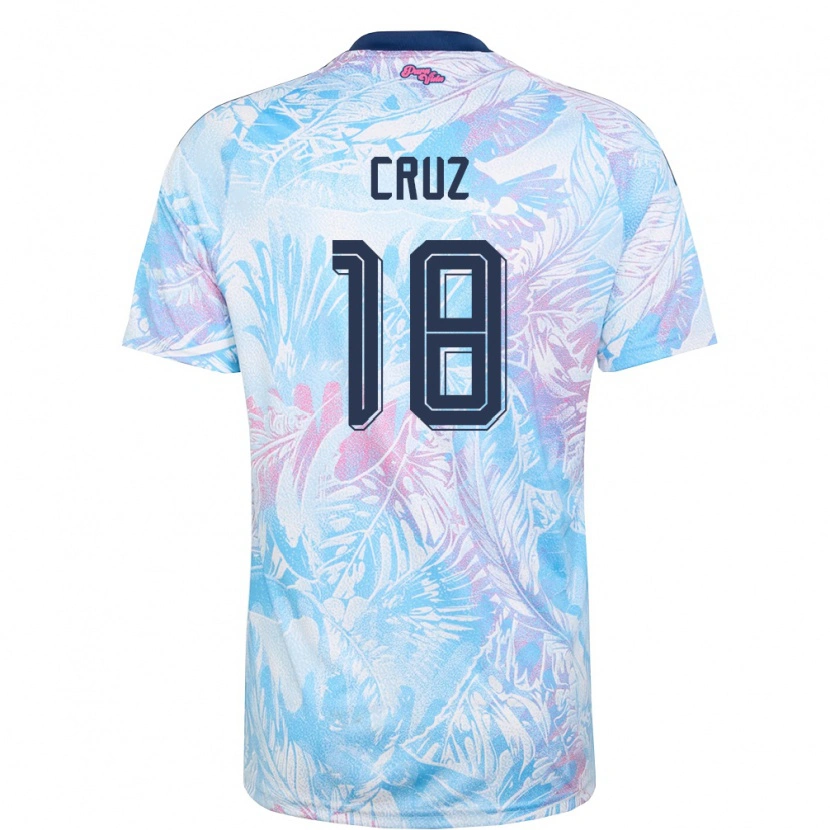 Danxen Mujer Camiseta Costa Rica Aaron Cruz #18 Azul Cielo Marino Rosa 2ª Equipación 26-28 La Camisa