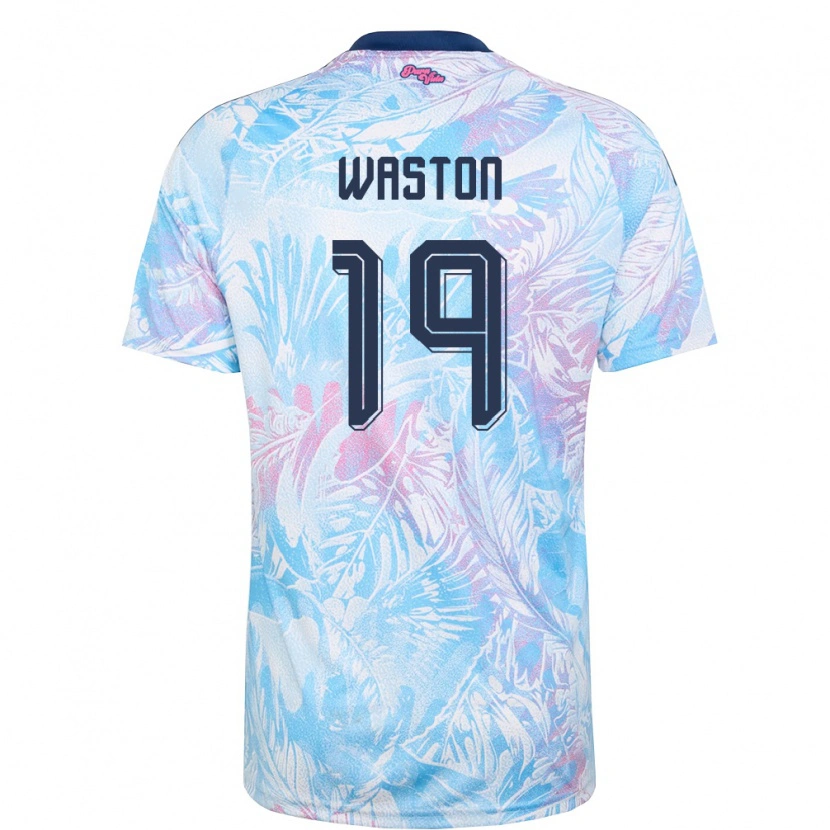 Danxen Mujer Camiseta Costa Rica Kendall Waston #19 Azul Cielo Marino Rosa 2ª Equipación 26-28 La Camisa
