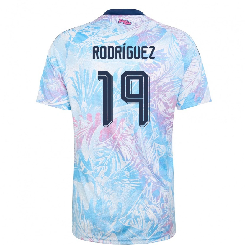 Danxen Mujer Camiseta Costa Rica Luis Rodríguez #19 Azul Cielo Marino Rosa 2ª Equipación 26-28 La Camisa