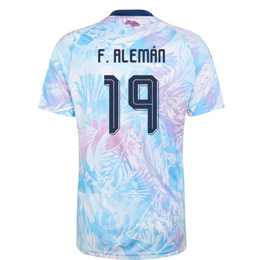 Danxen Mujer Camiseta Costa Rica Fabricio Aleman #19 Azul Cielo Marino Rosa 2ª Equipación 26-28 La Camisa