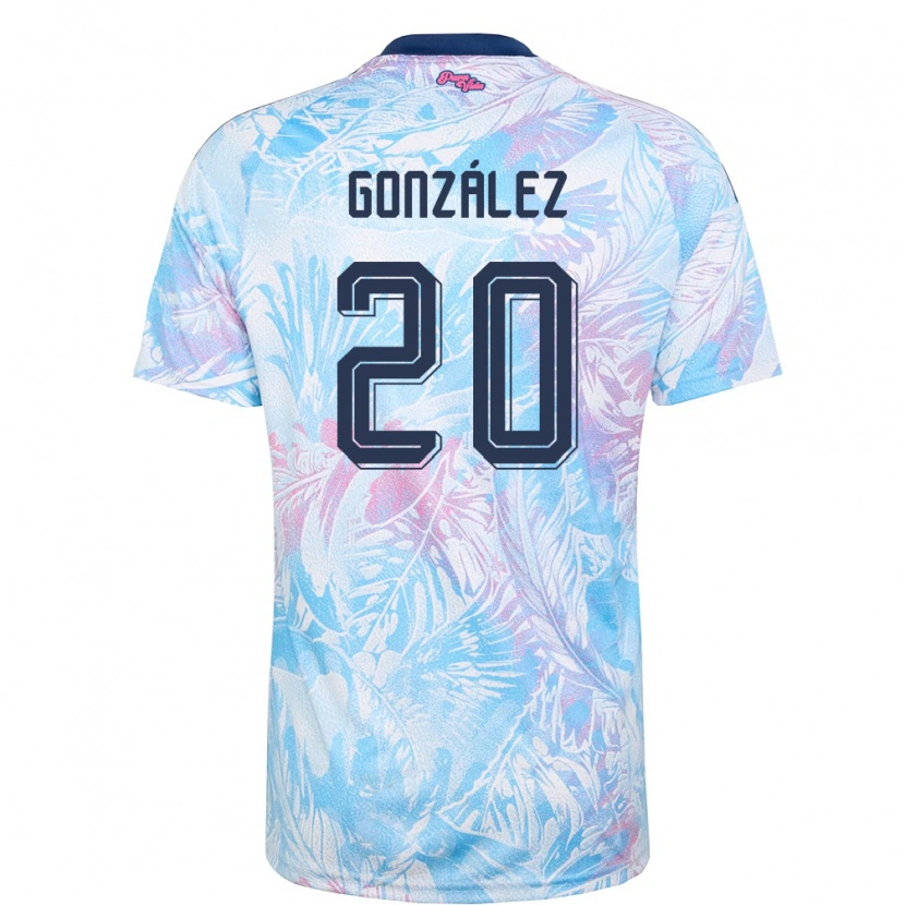 Danxen Mujer Camiseta Costa Rica Julián González #20 Azul Cielo Marino Rosa 2ª Equipación 26-28 La Camisa