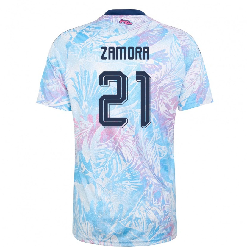 Danxen Mujer Camiseta Costa Rica Álvaro Zamora #21 Azul Cielo Marino Rosa 2ª Equipación 26-28 La Camisa